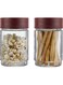 Modustack Glassy Storage Jar, Stackable, Clear, Set of 2, 750ml Each, Maroon, Medium