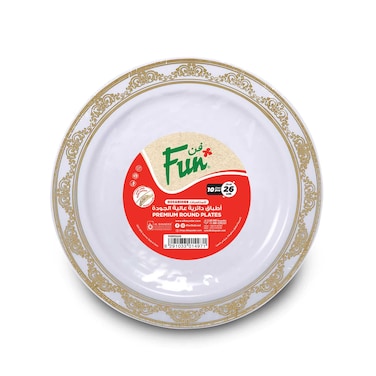 Fun Festive Premium Silver Pattern Plates White 26cm 10 PCS