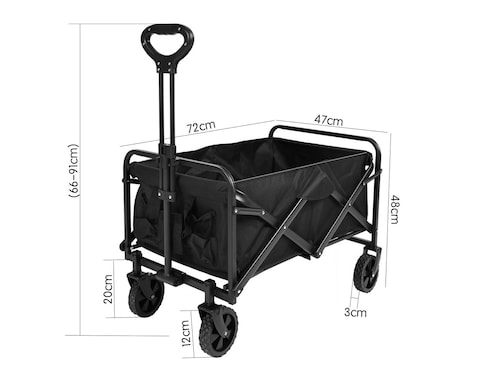 Garden Cart Folding Trolley Cart Outdoor Wagon Collapsible with Removable Fabric Festival Garden Camping Picnic Cart Supports Max 100kg Portable Transport Trailer