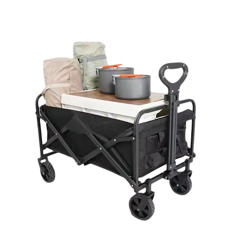 Garden Cart Folding Trolley Cart Outdoor Wagon Collapsible with Removable Fabric Festival Garden Camping Picnic Cart Supports Max 100kg Portable Transport Trailer