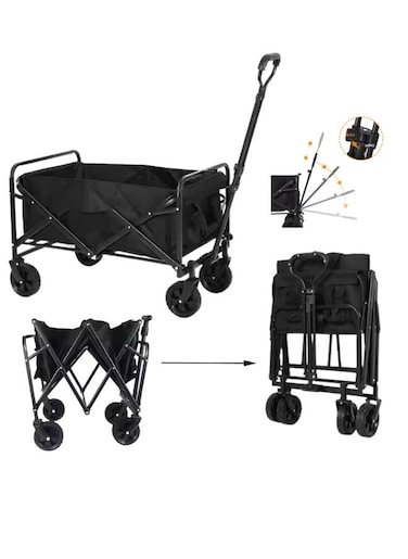 عربة حديقة قابلة للطي، عربة خارجية قابلة للطي مع قماش قابل للإزالة، عربة تخييم للحدائق والمهرجانات، تدعم أقصى وزن 100 كجم، مقطورة نقل محمولة