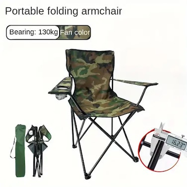Portable Folding Camping Chair with Cup Holder Foldable Fishing Camping Chair - Outdoor Picnic Chair With Carry Bag Perfect For BBQ Beach Chair