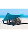 All-in-One Pop-Up Beach Tent Canopy with UPF50+ Sun Shade &ndash; Includes 2 Poles, Beach Mat, Towel, Shovel, Pegs &amp; Carry Bag &ndash; Windproof Portable Shelter for Beach, Camping &amp; Fishing &ndash; Blue