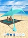 All-in-One Pop-Up Beach Tent Canopy with UPF50+ Sun Shade &ndash; Includes 2 Poles, Beach Mat, Towel, Shovel, Pegs &amp; Carry Bag &ndash; Windproof Portable Shelter for Beach, Camping &amp; Fishing &ndash; Blue