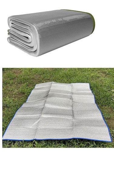 Outdoor moisture-proof mat thickened double-sided aluminum film camping camping beach waterproof picnic mat baby crawling lunch break sleeping mat Thickened moisture-proof pad - 4mm