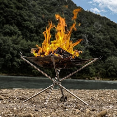 Campfire Fire Rack Backyard Heating Mesh Fire Pit Rack Folding Wood Stoves Rack Bonfire Frame FIRE STAND