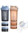 EYSOO Protein Shaker Bottle 2 Pack 500ml / 17oz Shaker Bottle for Protein Mixes Leak-proof BPA Free 3-Layer Protein Shaker with Supplement Pill Storage Container Gym Shaker Cup (Blue &amp; Orange)