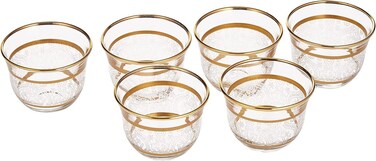 Turkey Vintage Turkish Tea Glasses Cups Set of 6 for Party - (Arabic cups) 6PCS CAWA GOLD SERA