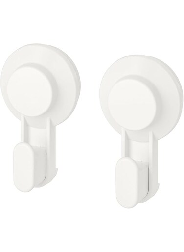 Ikea TISKEN Hook with Suction Cup, White(Pack of 2), Polycarbonate plastic