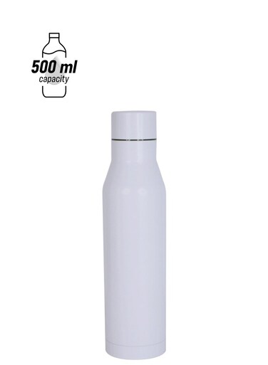 Larsen Hunfeld Double Walled Vacuum Insulated Water Bottle White 8 Hours Hot and 24 Hours Cold Stainless Steel Reusable 500ML