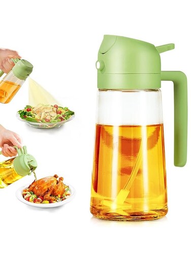 Spray Bottle,Olive Oil Spray Bottle,Oil Sprayer for Cooking, 2 in 1 Olive Oil Dispenser Bottle for Kitchen, 16oz/470ml Premium Glass Oil Bottle, Food-grade Oil Mister for Air Fryer, Salad, Frying, BBQ