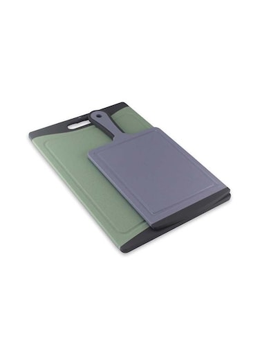 Chopping Board Set for Kitchen, Set of 2 Plastic And TPR Cutting Boards Easy To Clean with Grey Color 25x36cm/18x35.5cm