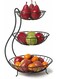 3-Tier Fruit &amp; Vegetable Basket   Metal Wire Stacked Bowl Stand   Kitchen Counter, Dining Table &amp; Pantry Organizer   Multipurpose Fruit &amp; Vegetable Holder   Black
