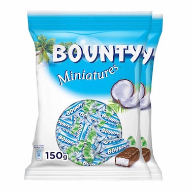 Bounty Miniatures Milk Chocolate, 150g Pack of 2