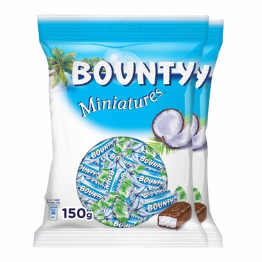 Bounty Miniatures Milk Chocolate, 150g Pack of 2