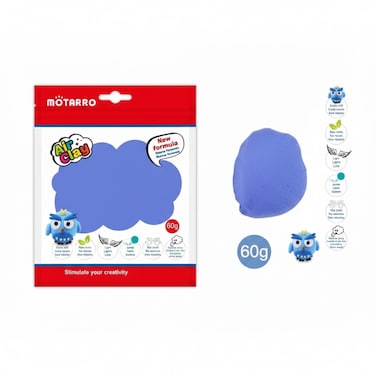 MOTARRO Air Clay 60g (Blue) - ME035-14   Soft, Non-Toxic &amp; Super Pliable Modeling Clay for Kids and Artists   No-Bake, Air-Dries in 24 Hours   Ideal for DIY Crafts, School Projects &amp; 3D Sculpting