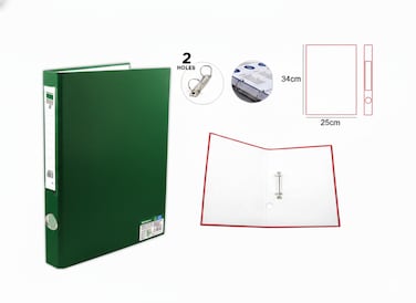 MOTARRO A4 Lever Arch Binder File (MQ037-4) - 2-Ring Heavy Duty Storage Folder, 34cm x 25cm, Durable Textured Finish, Spine Label &amp; Finger Pull Hole - Green
