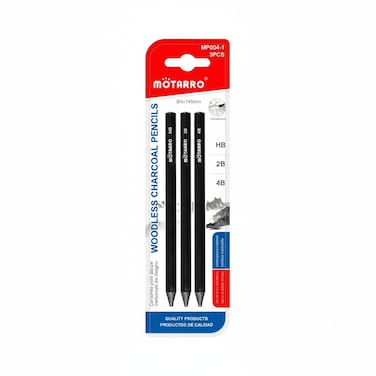 MOTARRO Woodless Charcoal Pencil Set MP004-1 &ndash; 3 Pieces (HB, 2B, 4B), 14.5 cm Artist Drawing Pencils
