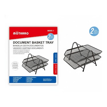 MOTARRO 2-Tier Stainless Steel Document Tray &ndash; Black Office Desk Organizer (Mi005-1)