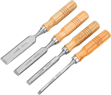 SPARTA Wood Handles Flat Chisel Set, 6/12/18/24mm (243965)