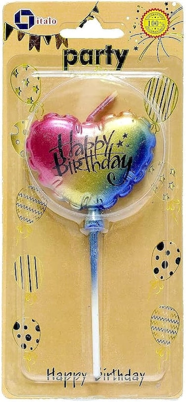 Italo Happy Birthday Heart Multicolour Party Candle