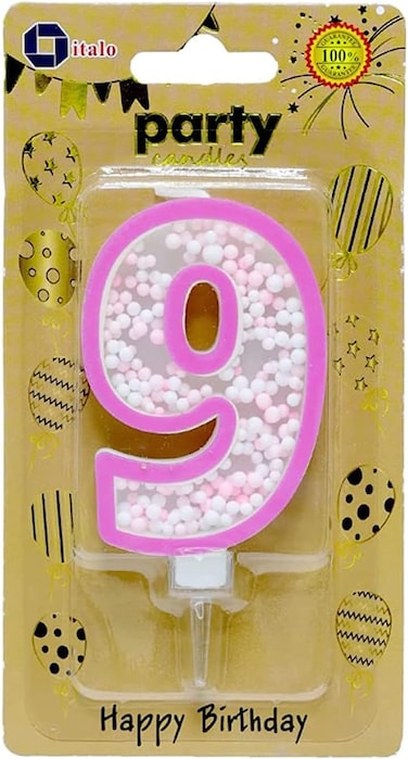 Italo 9 Number Foam Balls Birthday Candle - Pink