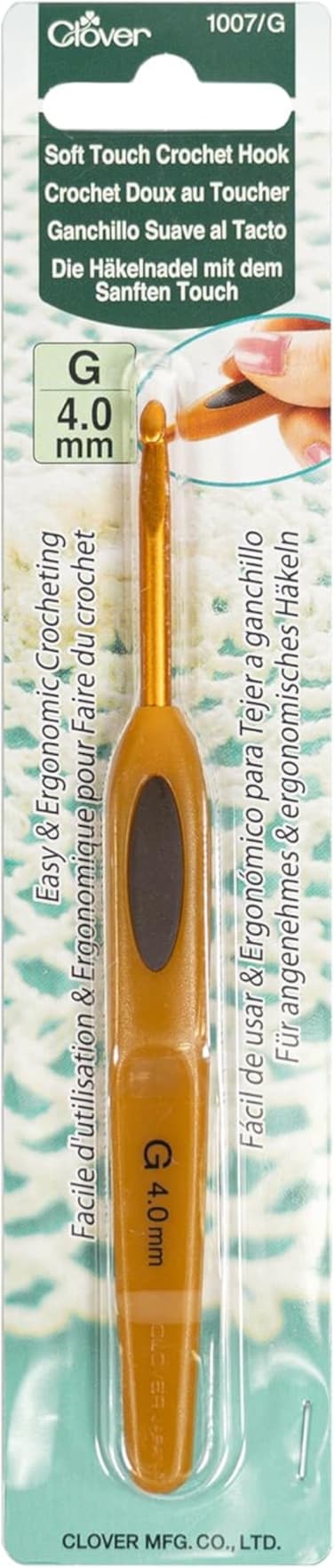 clover 1007/G Soft Touch Crochet Hook: 4.00mm, Other, Multicoloured, 4mm
