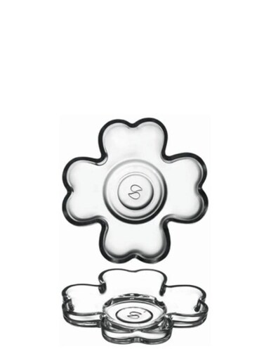 6 Pieces Yonca Tea Plate Set 4-Leaf Clover Shape, 110 Mm Diameter, 18.5 Mm Height Clear