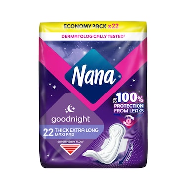 Nana Night Maxi Sanitary Pads with Wings Extra Long and Thick 22 Pads