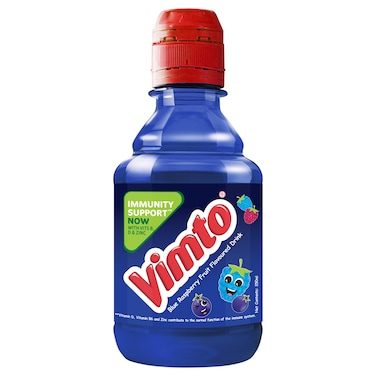 Vimto Blue Raspberry Fruit Flavoured Drink Sport Cap Pet Bottle, 250ml