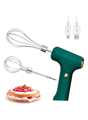 NALACAL Wireless Electric Hand Whisk, USB Rechargeable, Portable Egg Beater with 2 Detachable Whisks with 3 Speed Modes for Eggs/Milkshake Cream/Butter/Baby Food, Fit for Kitchen/Camping/Gifts (Green)