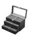 Oyydecor Sunglasses Organizer for Women Men, Multiple Eyeglasses Eyewear Display Case, Leather Multi Sunglasses Jewelry Collection Holder with Drawer, Black, L