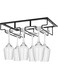 Under Cabinet Wine Glass Rack, Stemware Holder for Glasses Storage, Metal Organizer for Bar and Kitchen, Space-Saving Black Design