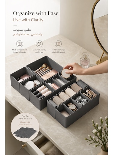 Combinations 12Piece - Clothes Organizer Storage Box, Foldable Closet Drawer Storage Box, Storage Boxes,For Storing Socks,Underwear,Ties