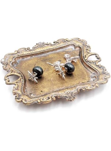 Funly mee Small Antique Trinket Dish Vintage Gold Jewelry Tray, Ring Holder