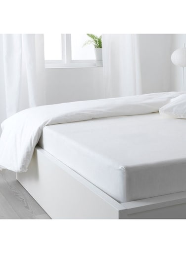 Linen Klub Deyarco Hotel Linen Klub Super King Fitted Sheet 350TC 100% Long Staple Sateen Waeve Luxurious Quality With Elasticized Deep Pocket Cotton White 200x200cm