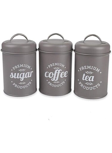 3Pcs Coffee Container Set Modern Northern Europe Style Portable Alloy Seal Pot Can Storage
