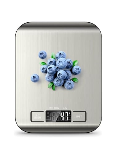 Digital Kitchen Food Scale - High Precision Cooking Scale with Tare Function, Ultra Slim Stainless Steel Surface, Large LCD Display, Measures in Grams &amp; Ounces, 5kg/11lb Capacity, Batteries Included