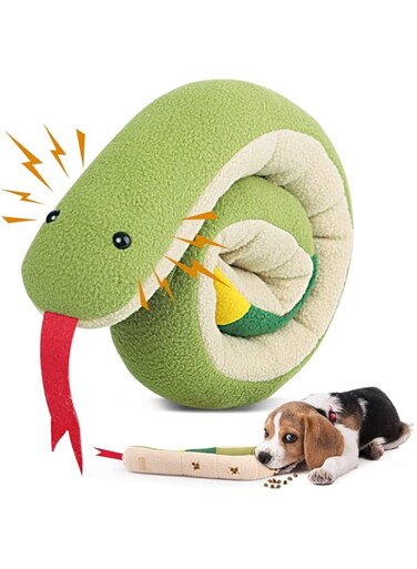 NALACAL Dog Toy, Enrichment Snuffle Puzzle for Boredom &amp; Stress Release, Snake Snacker Stuffed Chew Toy for Foraging Instincts Training, Small Medium Large Breeds, A Great Birthday Gift(1 Pack)