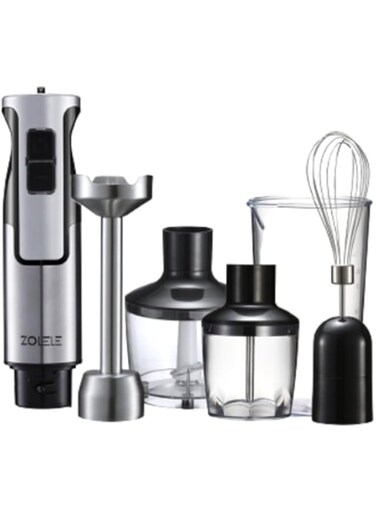 ZOLELE HB1200 4 in 1 Immersion Electric Hand Blender Powerful 4-in-1 Kitchen Appliance for Blending, Chopping, Whisking, and Pureeing with Low Noise 800W Motor, 20 Speeds, 4-in-1 Attachments - White