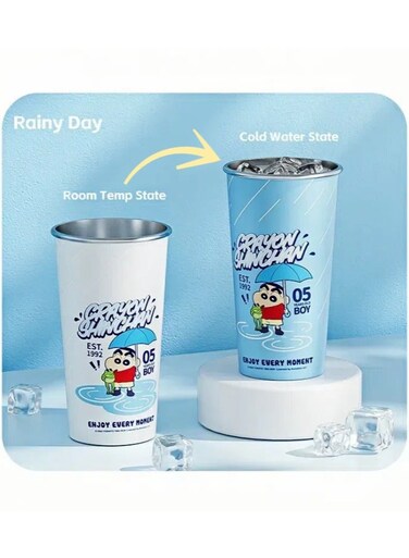 Crayon Shinchan Color Changing Iced Water Cup 630ML Portable Coffee Mug With Lid Gift for Children/Women/Men