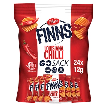 Tiffany Finns Crinkled Potato Chips Chili 12g Pack of 24
