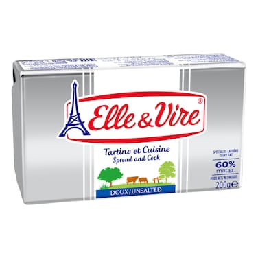 Elle &amp; Vire Unsalted Butter, 200g