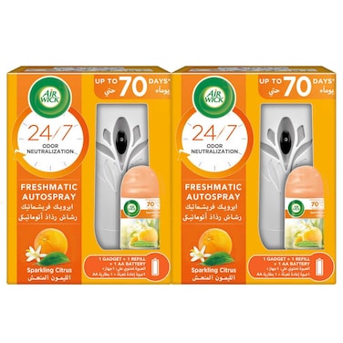 أير ويك معطر جو فريشماتيك أوتو سبراي، برائحة الحمضيات المتألقة، 250 ملل، حزمة من 2