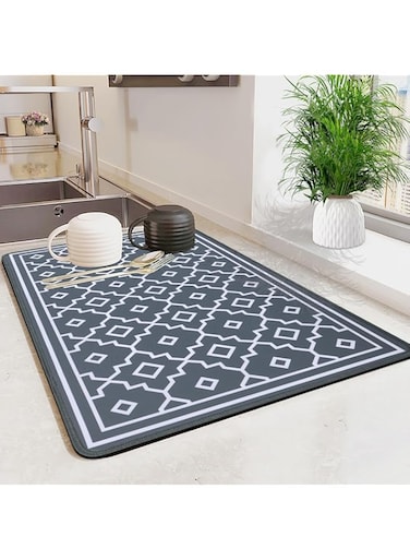 HiiARug Dish Drying Mat Super Absorbent Drying Mat Large Dish Drying Mats for Kitchen Counter Easy clean Dish Mat Kitchen Drying Mat 12&quot;x20&quot; Grey