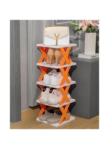 NOLEGAFree Installation Folding Multi-layer Shoe Rack, Household Economic (Yellow 5 Layers)