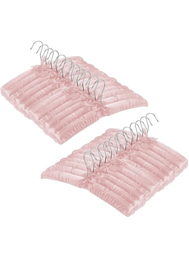 Zober Non-Slip Satin Padded Clothes Hangers With Silver Hook - Soft Silk Fabric 360&deg; Swivel Hook Strong And Durable Hangers Hold Upto 10 Lbs, For Blouse, Lingerie More Clothes
