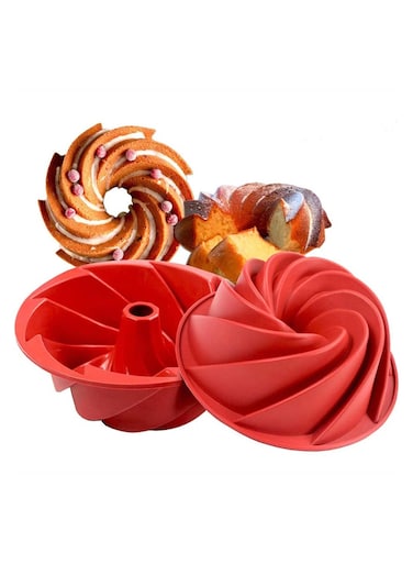 Inch Cake Molds Silicone Bakeware Non Stick Mousse Chiffon Pudding Jelly Ice Creams Red Large Hollow Round Kitchen Tools