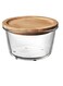 container with lid, round glass/bamboo600 ml
