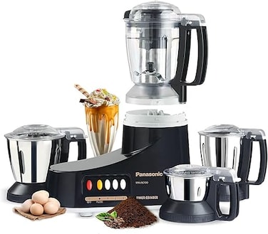 Panasonic Super Mixer Grinder, 1000W, Mx-Ac400, Black, 3 Stainless Steel Jars, 1 Juicer Jar